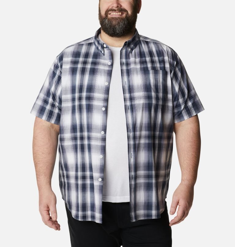 Men's Columbia Rapid Rivers II Short Sleeve Shirts Grey / Navy | Plus Size CA-Y01L6